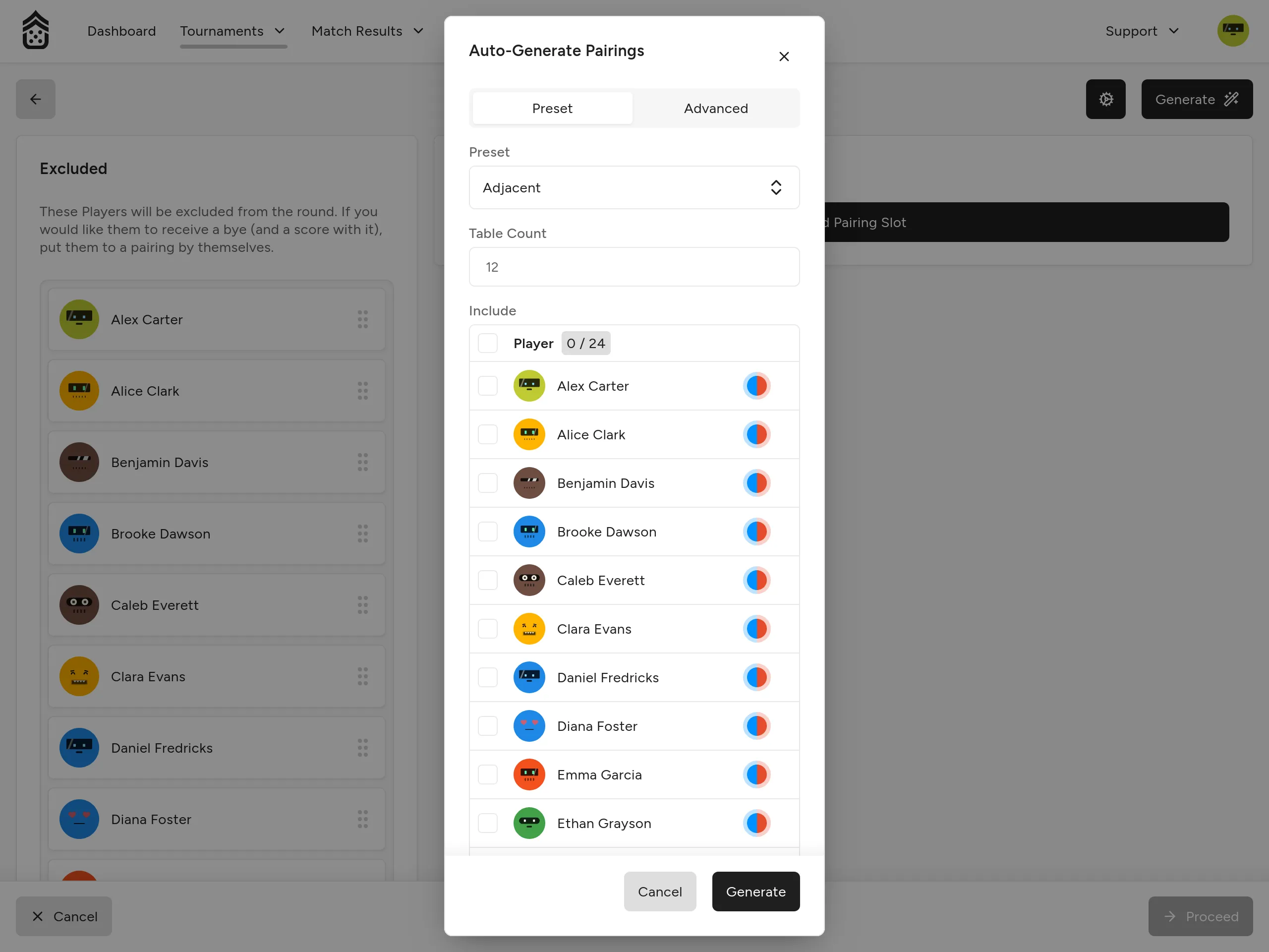 Auto-Generate Pairings dialog