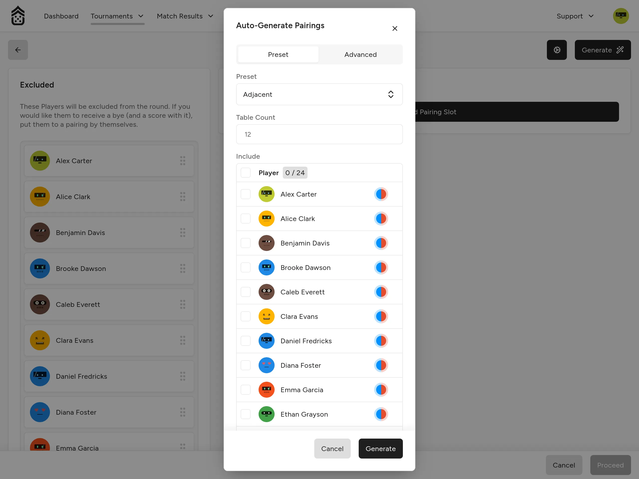 Auto-Generate Pairings dialog